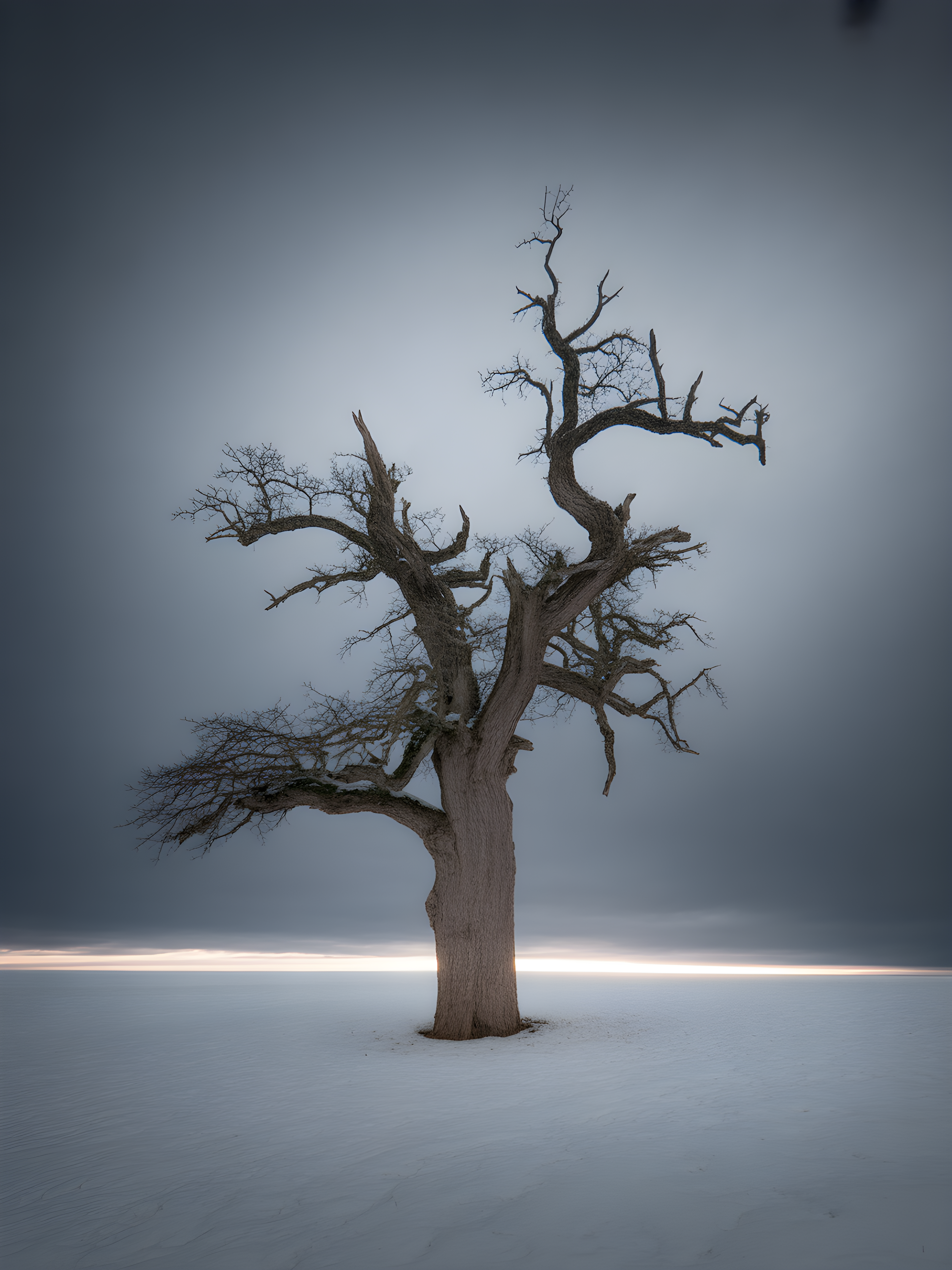Bare Dead Tree in Snow Storm Photography Wall Art