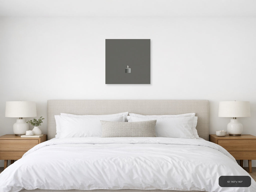 Minimalist Figure on Cylinder - Gray Minimalist Wall Art — A3 / Bedroom