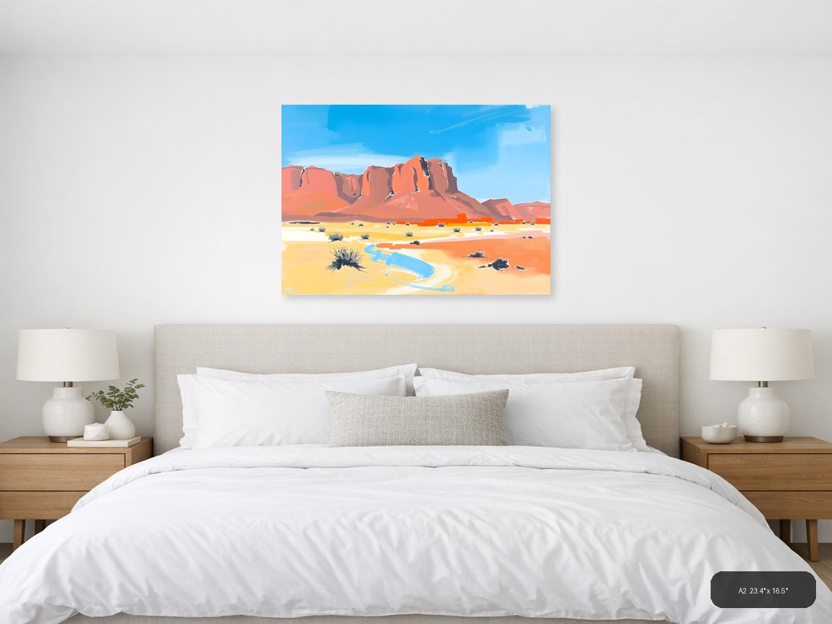 Abstract Desert Landscape with Red Rock Formation Wall Art — A2 / Bedroom