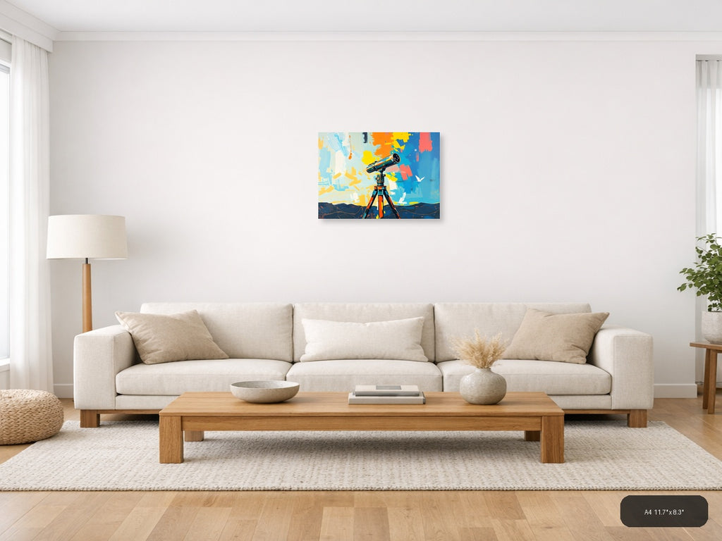 Colorful Telescope Abstract Art Print Wall Art — A4 / Living Room