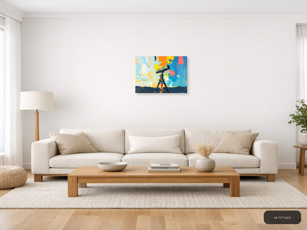 Colorful Telescope Abstract Art Print Wall Art — A4 / Living Room