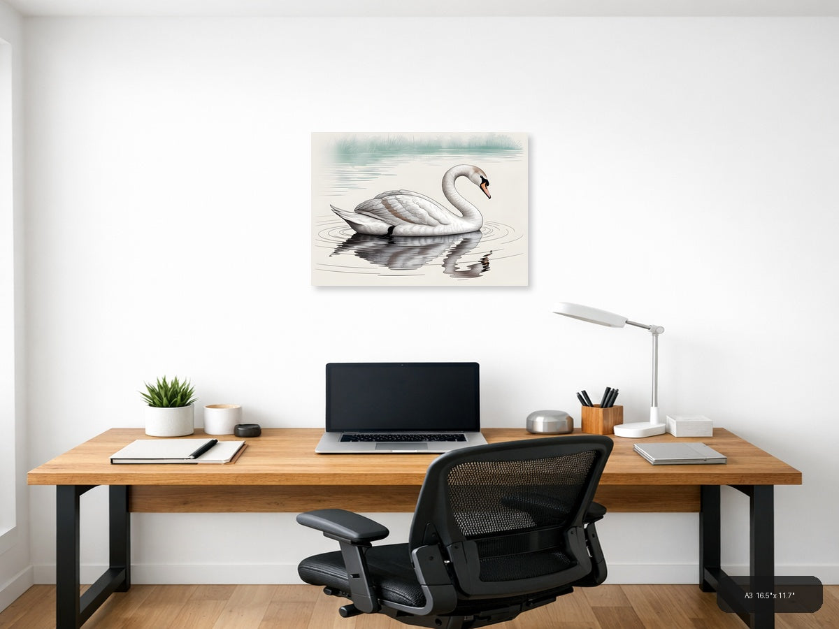 Elegant Swan Line Art Drawing - Minimalist Wall Art — A3 / Office