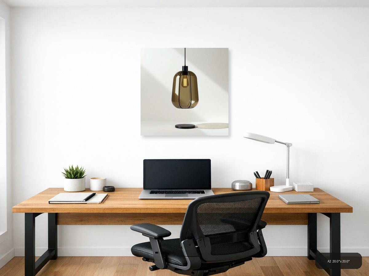 Minimalist Amber Glass Pendant Light Wall Art — A2 / Office
