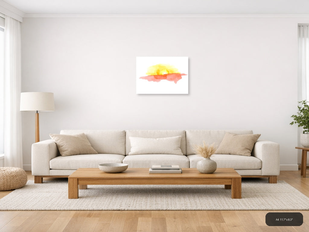 Sunrise Desert Landscape Watercolor Wall Art — A4 / Living Room
