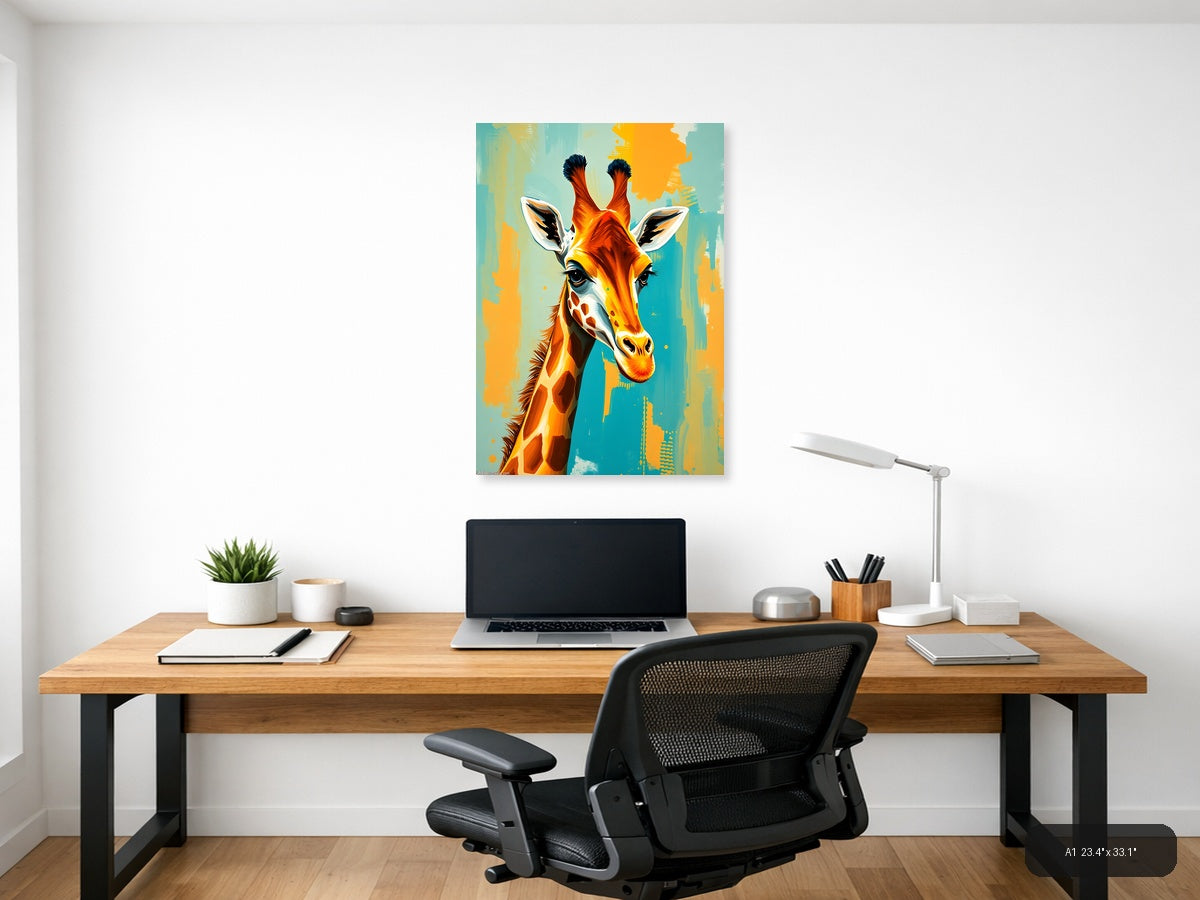 Colorful Abstract Giraffe Portrait Wall Art — A1 / Office