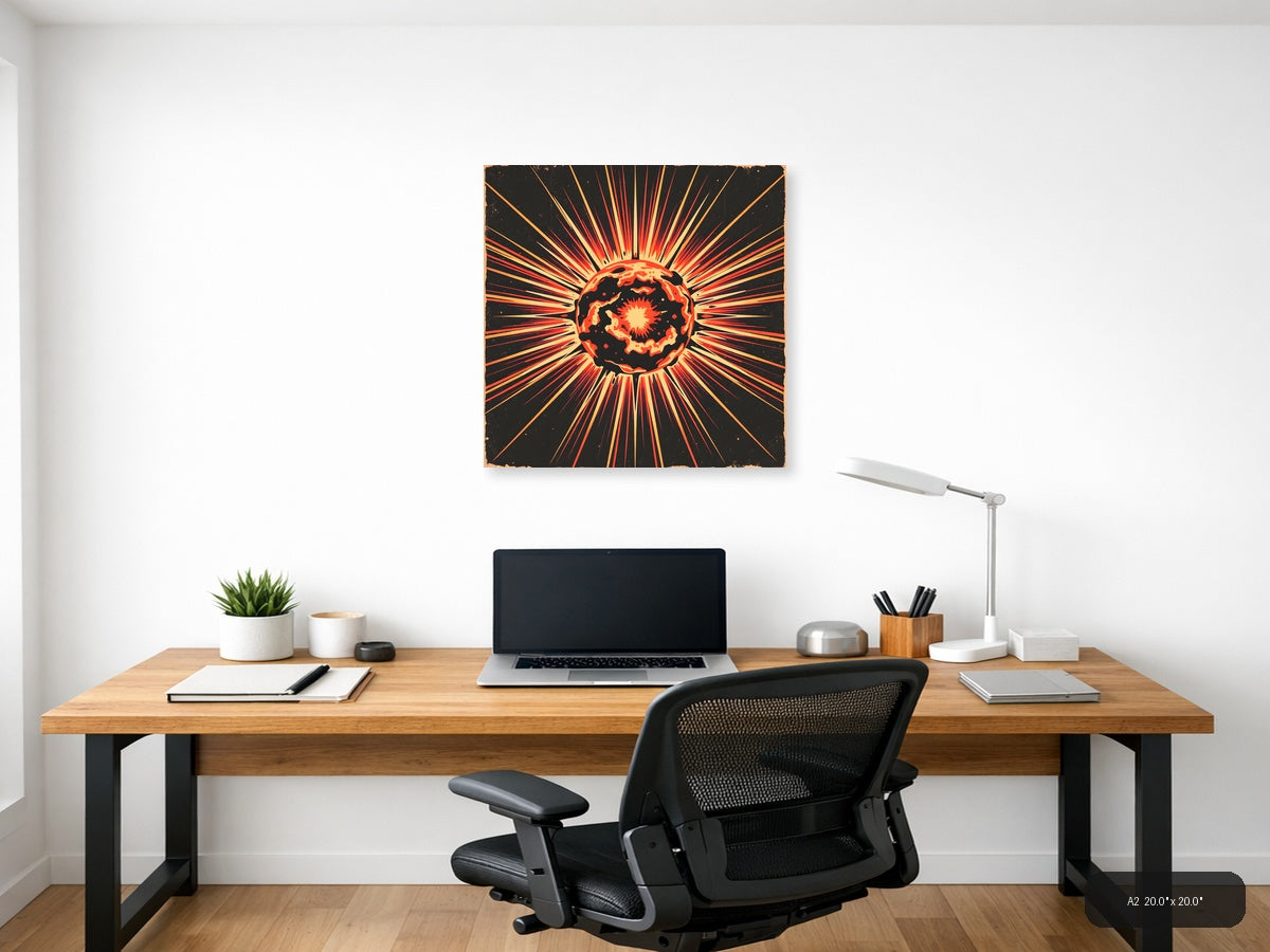 Vintage Explosion Starburst Sun Wall Art Print — A2 / Office