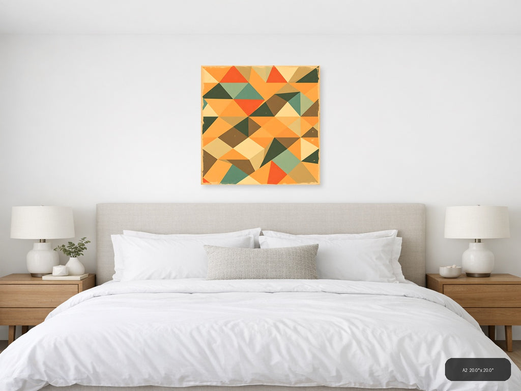 Vintage Geometric Triangle Mosaic Square Wall Art — A2 / Bedroom