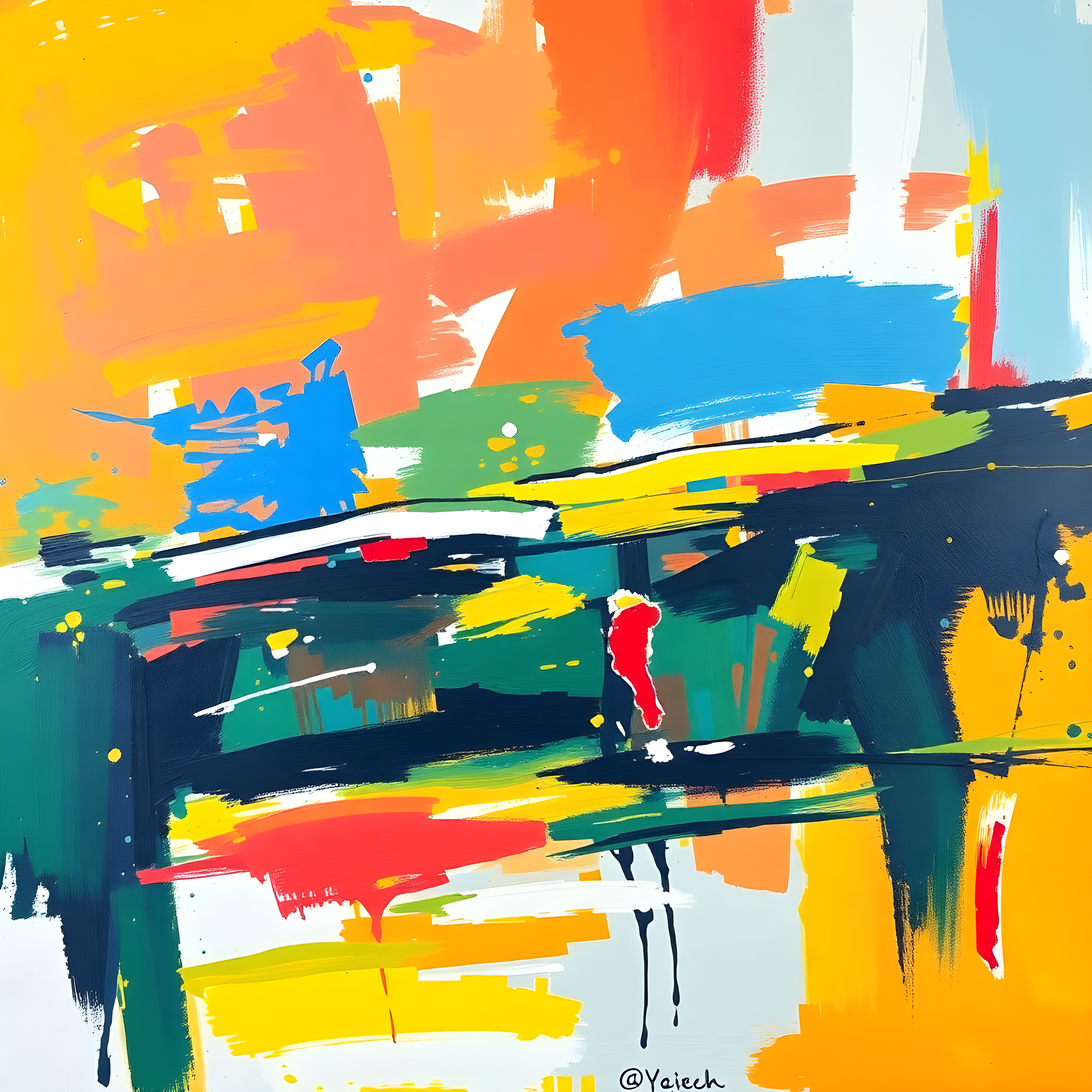 Vibrant Abstract Brushstrokes Colorful Modern Wall Art