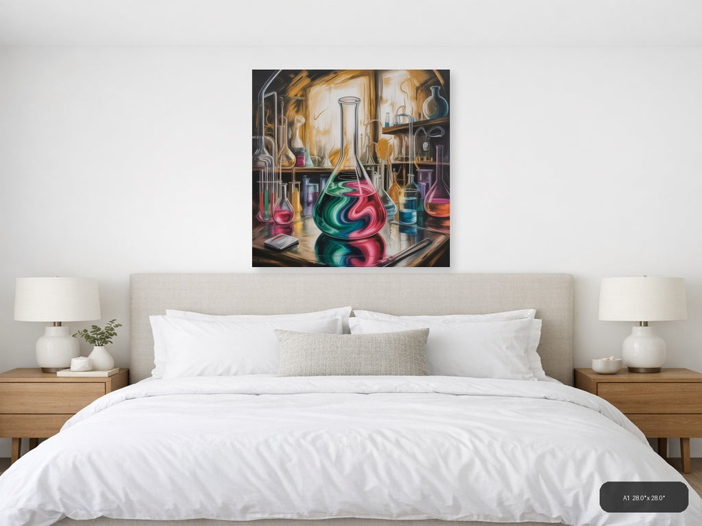 Abstract Laboratory Flasks Vibrant Chemical Art Wall Art — A1 / Bedroom