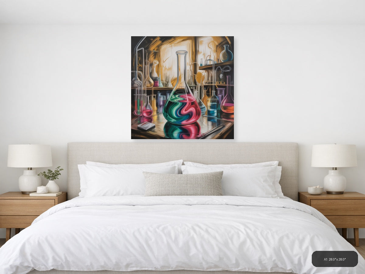 Abstract Laboratory Flasks Vibrant Chemical Art Wall Art — A1 / Bedroom