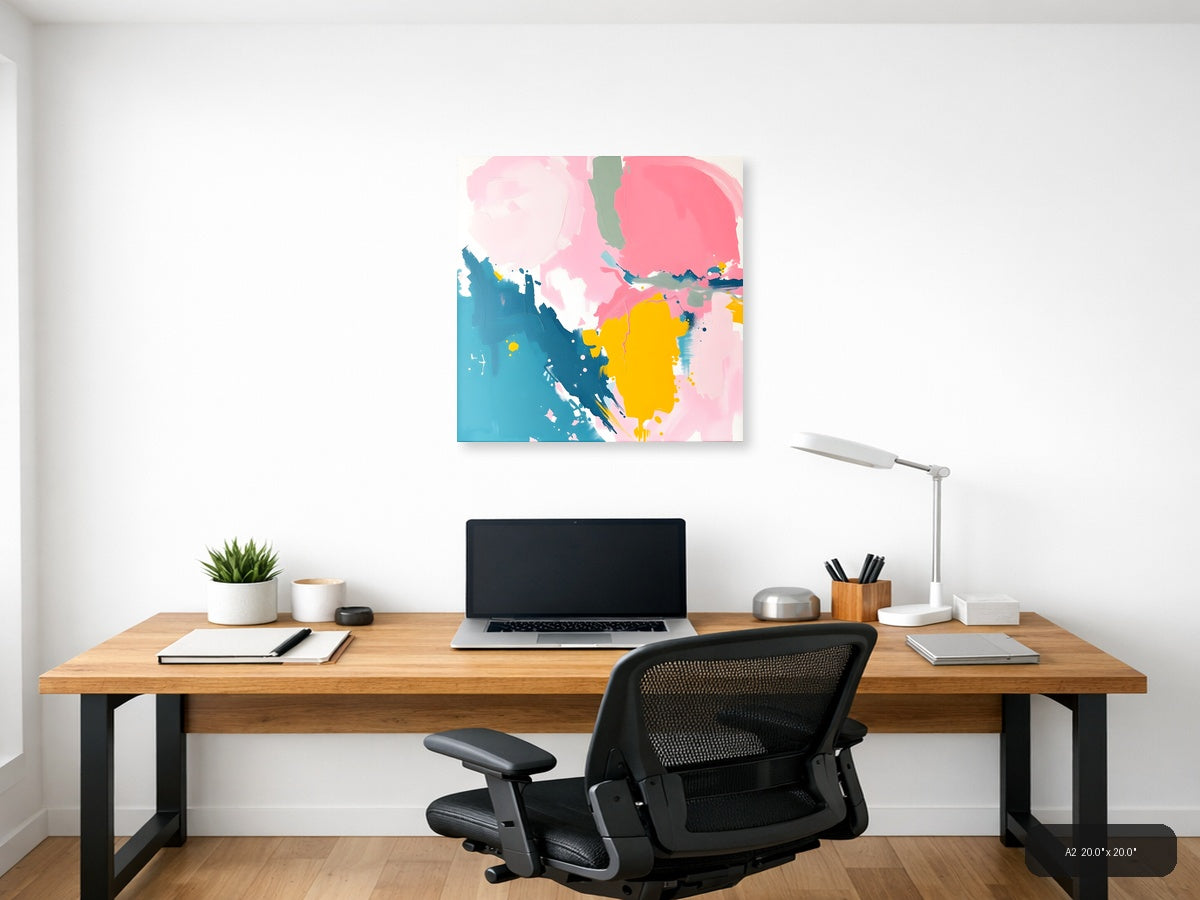 Abstract Profile in Pink, Blue & Yellow Wall Art — A2 / Office
