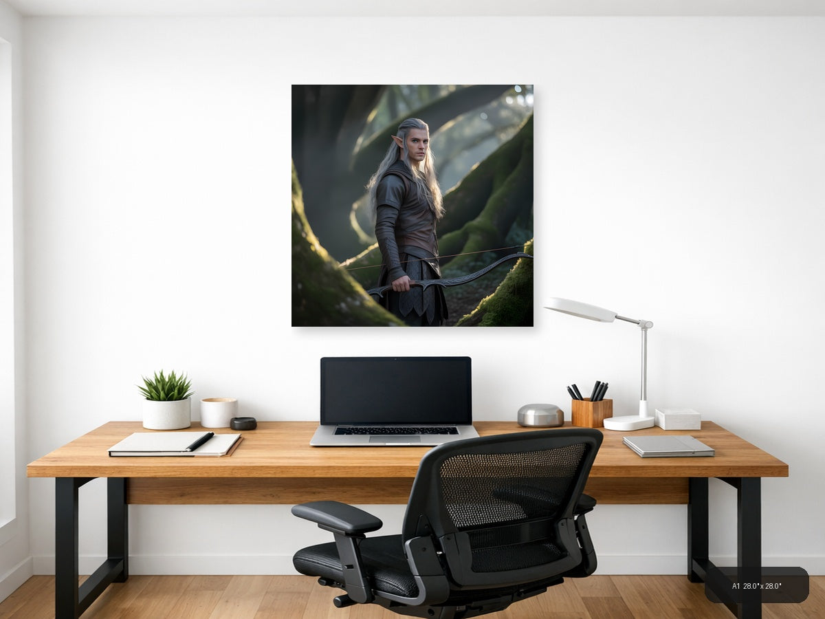 Elven Archer in Enchanted Forest Photography Wall Art — A1 / Office