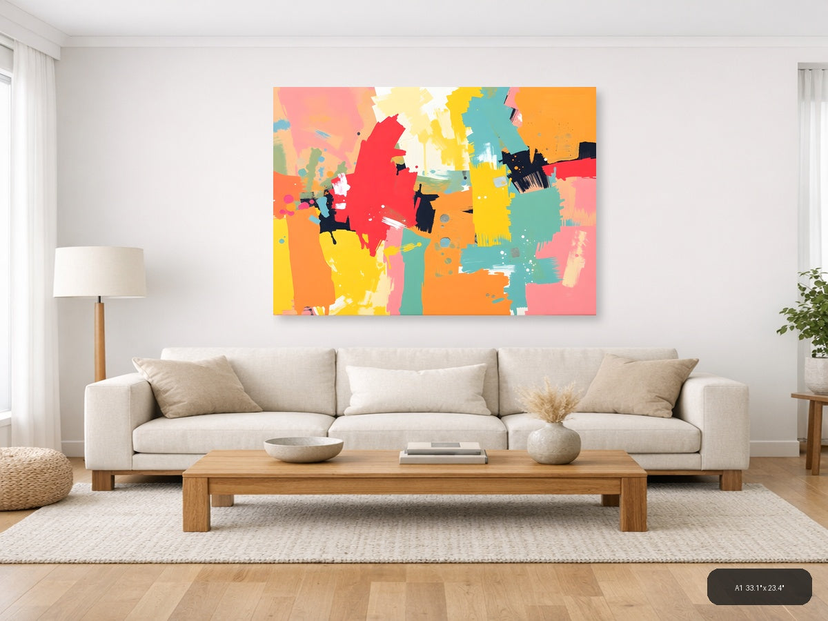 Vibrant Abstract Splatter Art | Colorful Wall Art — A1 / Living Room