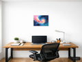 Cosmic Spiral Galaxy Abstract Pink Blue Wall Art — A4 / Office