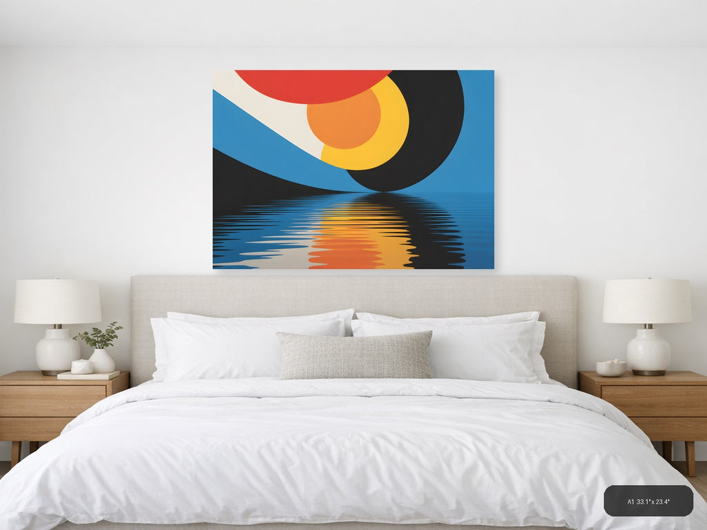 Abstract Sunset Reflection Modern Photography Wall Art — A1 / Bedroom
