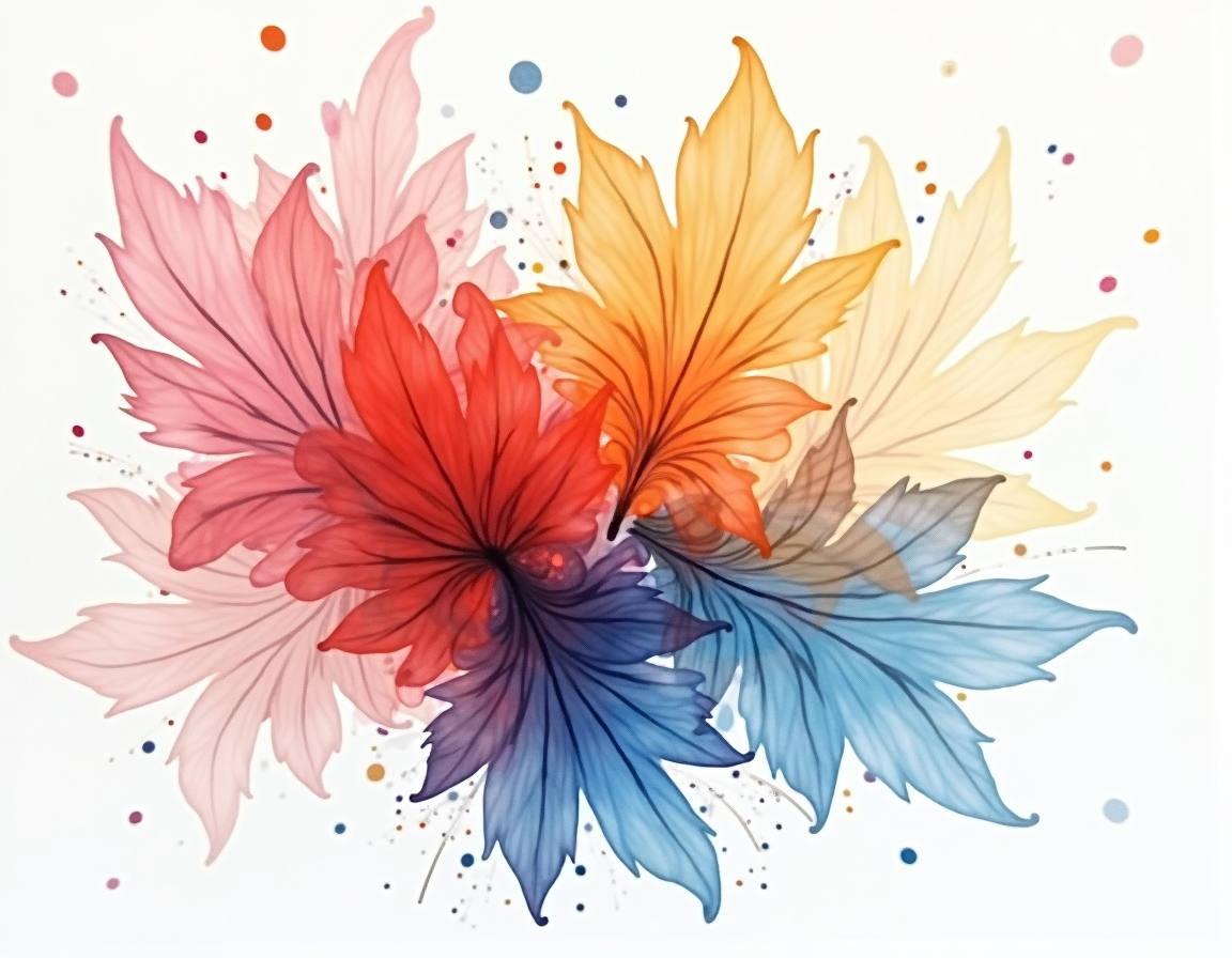 Colorful Watercolor Flower Burst Rainbow Wall Art