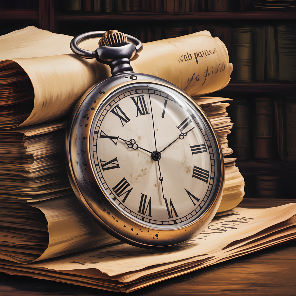 Vintage Pocket Watch & Books Stack Wall Art