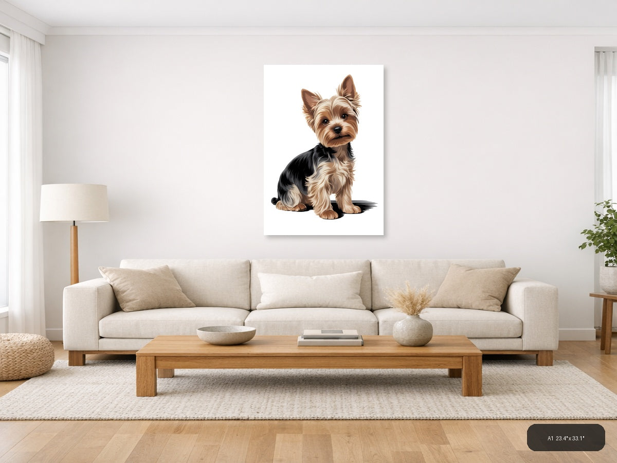 Yorkshire Terrier Portrait Minimalist Wall Art — A1 / Living Room
