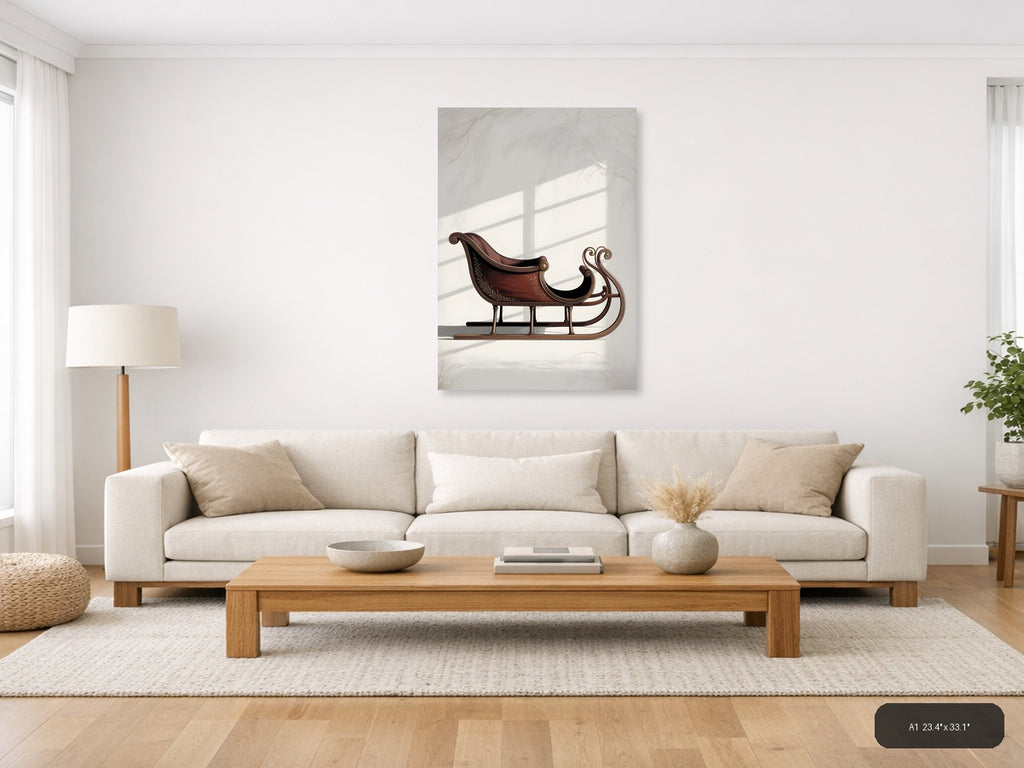 Minimalist Wooden Sleigh Window Light Wall Art — A1 / Living Room