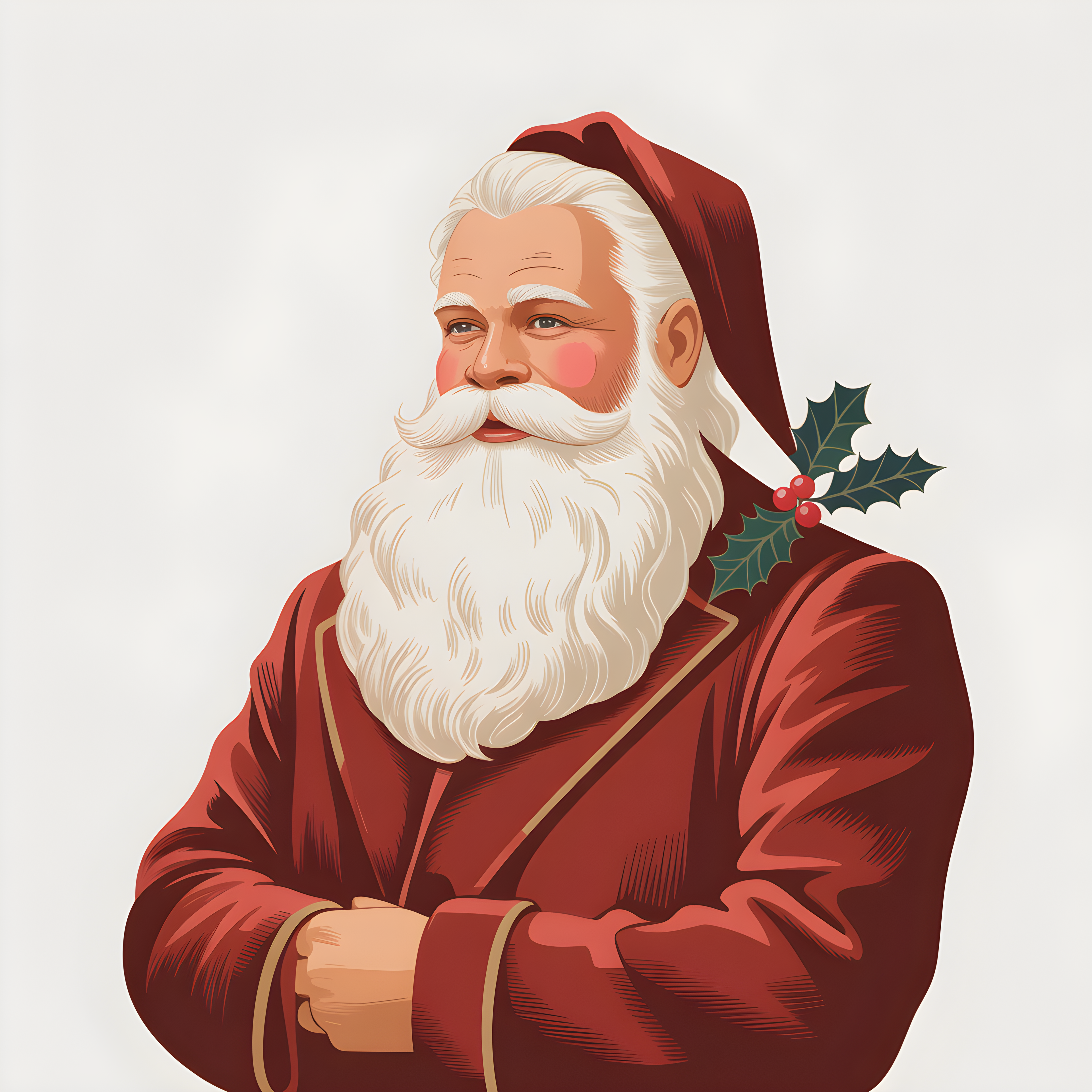 Santa Claus Portrait Minimalist Holiday Wall Art