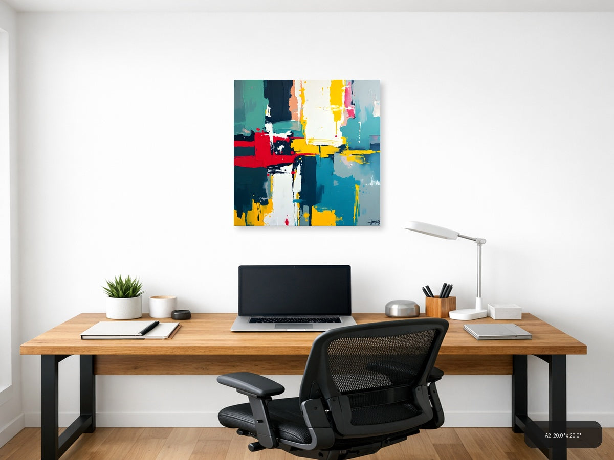 Vibrant Abstract Geometric Composition Modern Wall Art — A2 / Office
