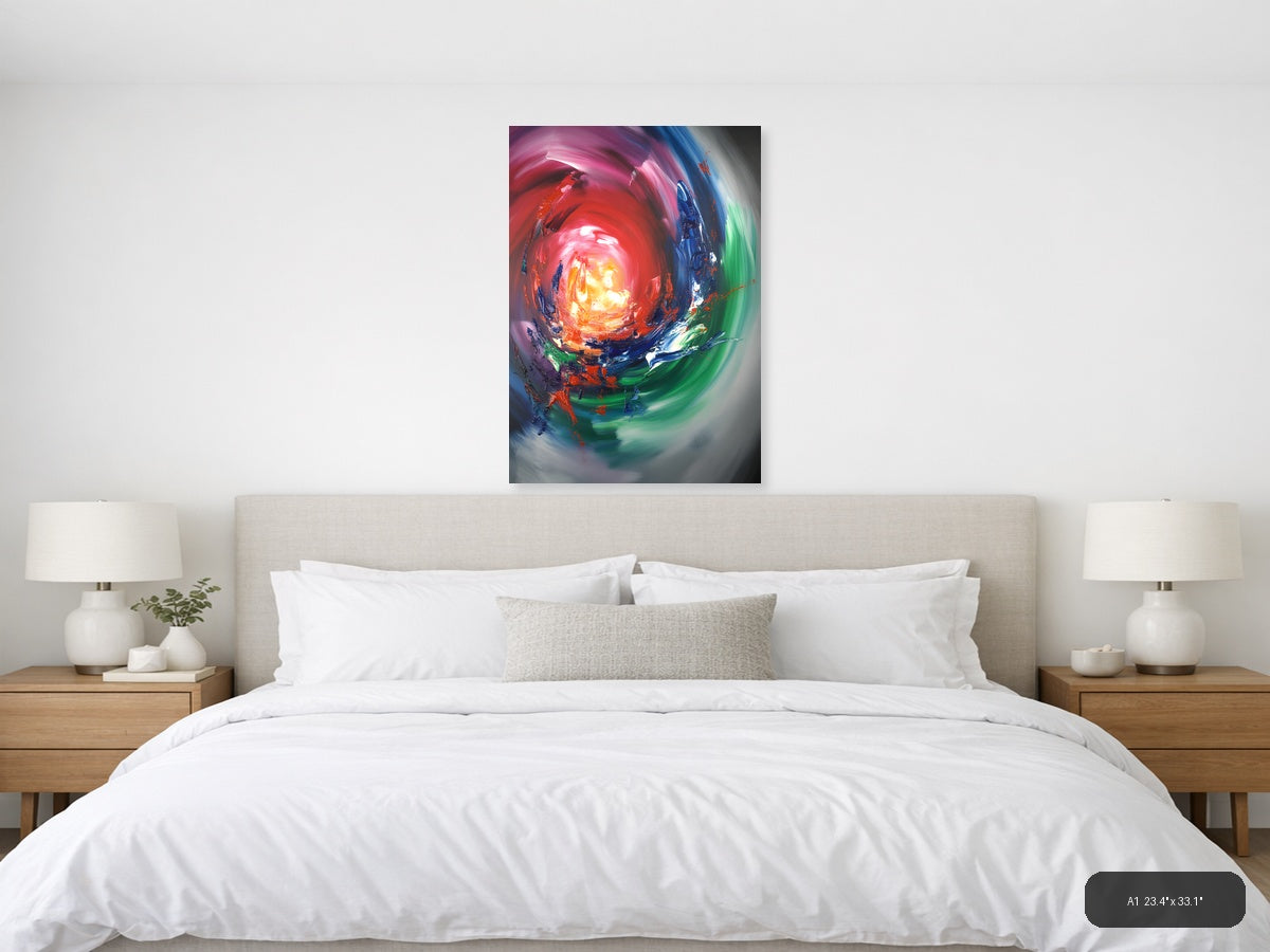 Radiant Cosmic Energy Abstract Spiral Wall Art — A1 / Bedroom