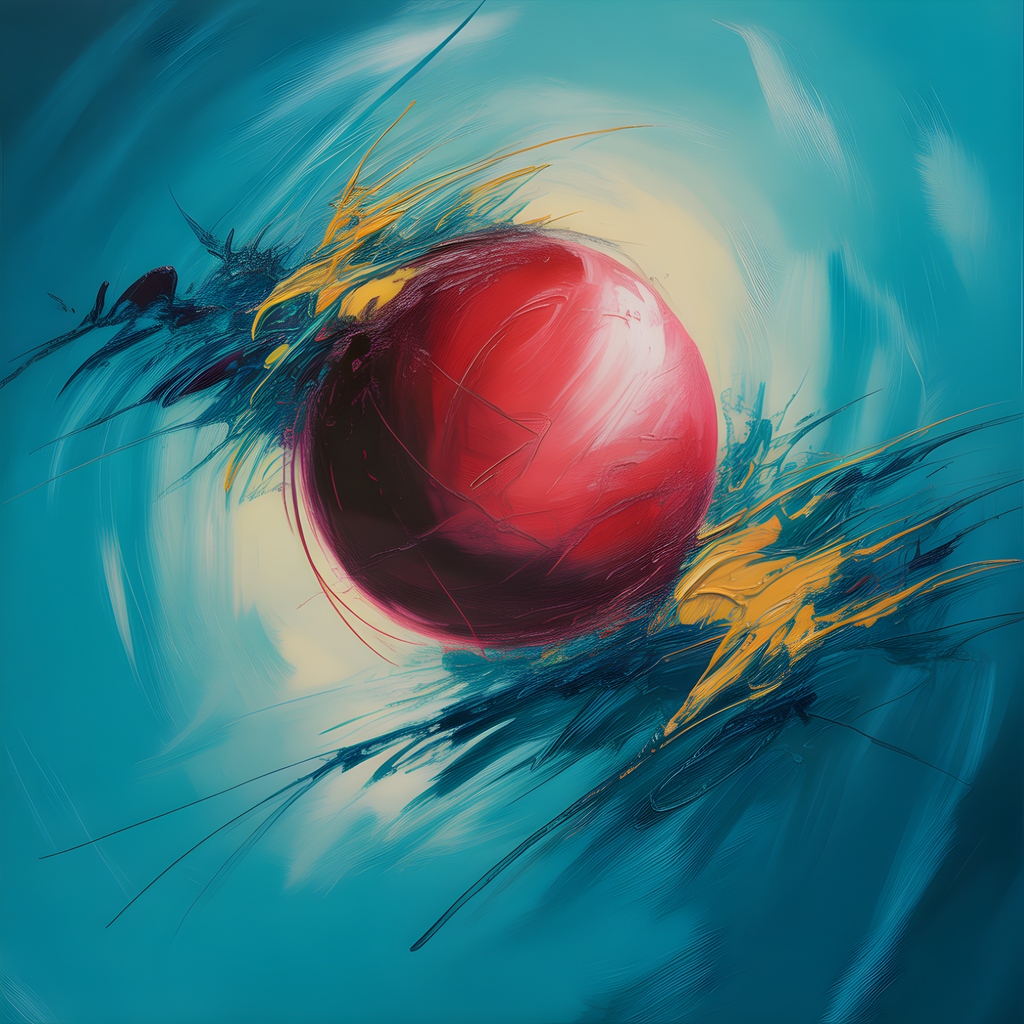 Red Sphere Abstract Turquoise Motion Wall Art