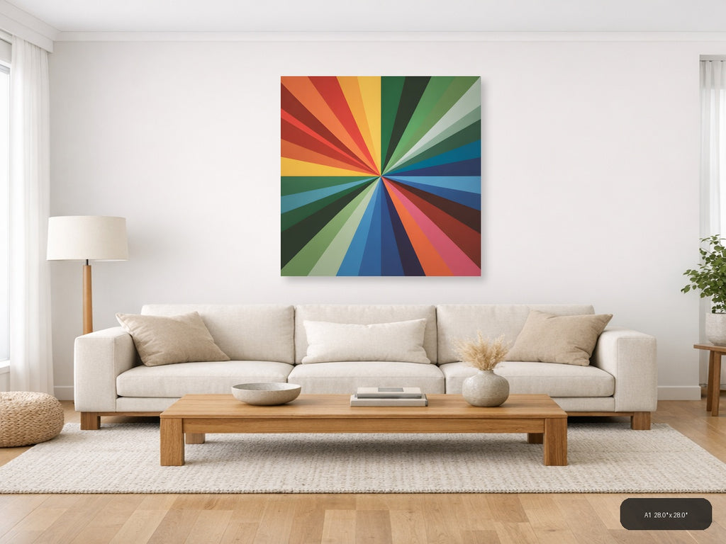 Colorful Radial Sunburst Rainbow Stripes Photography Wall Art — A1 / Living Room