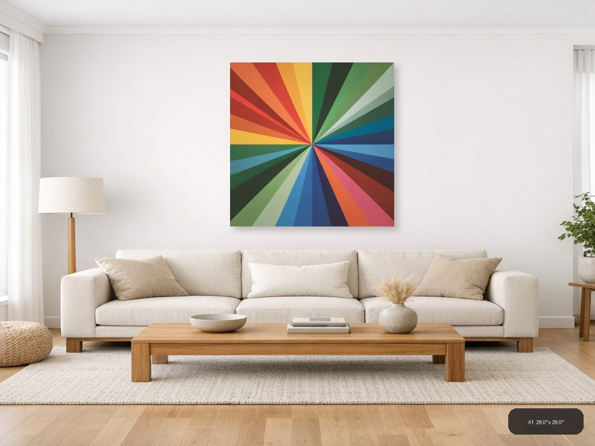 Colorful Radial Sunburst Rainbow Stripes Photography Wall Art — A1 / Living Room
