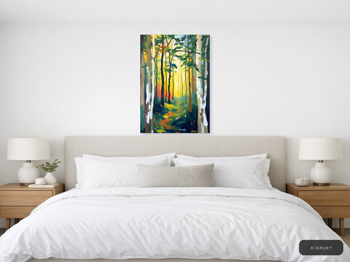 Abstract Forest Path with Golden Light Wall Art — A1 / Bedroom