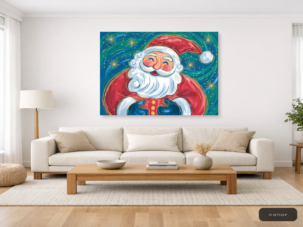 Jolly Santa Claus Abstract Colorful Wall Art — A1 / Living Room