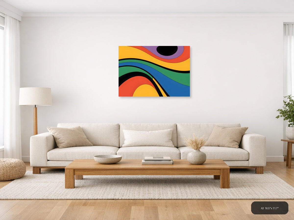 Colorful Abstract Waves Photography Wall Art — A3 / Living Room