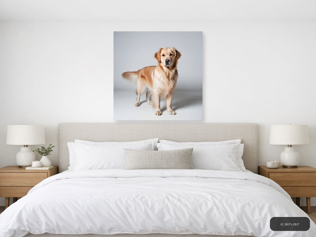 Golden Retriever Portrait Minimalist Wall Art — A1 / Bedroom