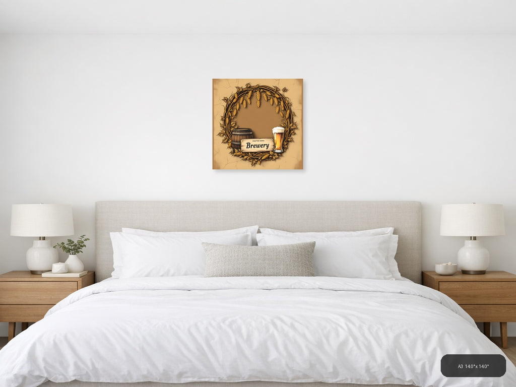 Vintage Brewery Beer Hops Barrel Wall Art — A3 / Bedroom