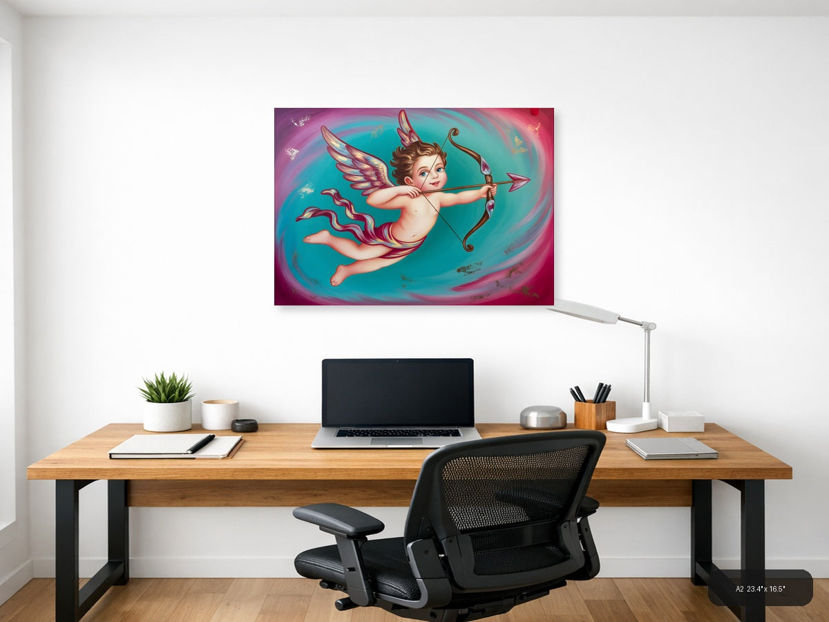 Cherub Cupid with Bow Arrow Abstract Wall Art — A2 / Office