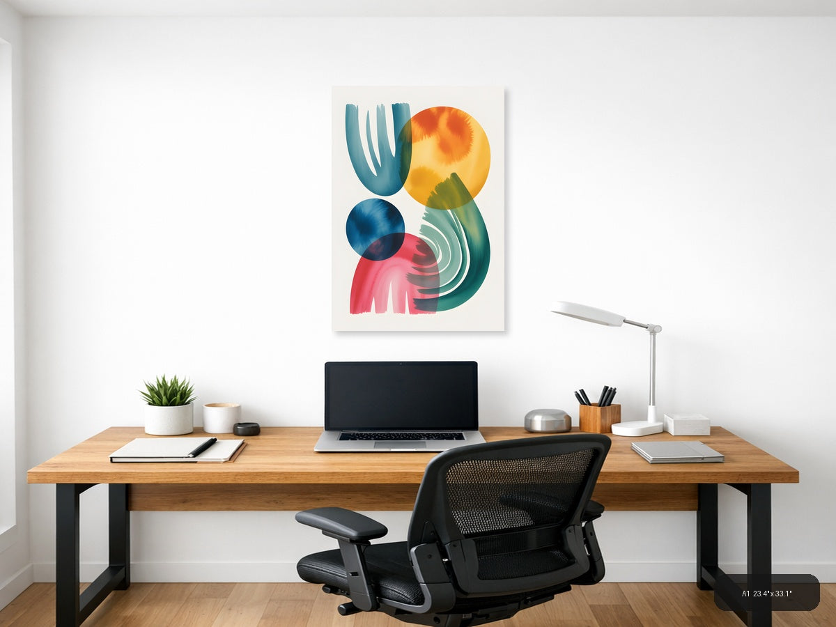 Abstract Watercolor Botanical Forms Wall Art — A1 / Office