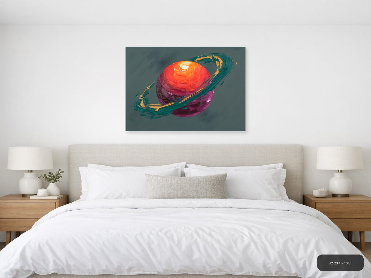 Colorful Abstract Planet with Rings Wall Art — A2 / Bedroom