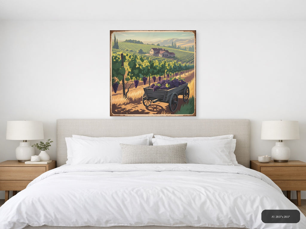 Vintage Vineyard Harvest with Farmhouse Wall Art — A1 / Bedroom