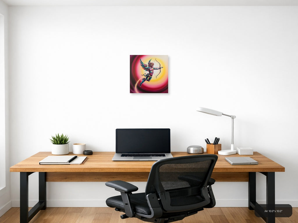 Colorful Cupid Angel with Bow Abstract Wall Art — A4 / Office