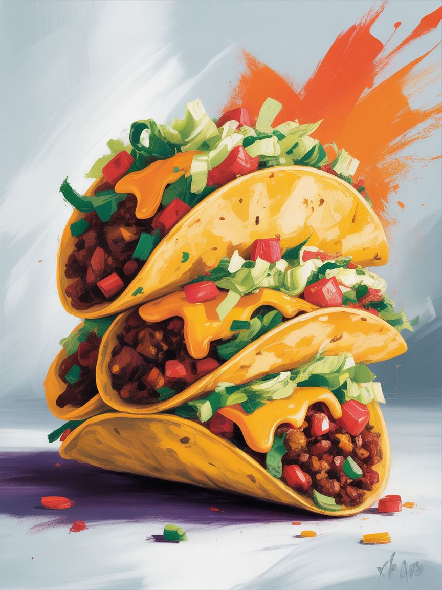 Tacos — Abstract (Portrait) Canvas Print | Abstract Wall Art | A4 A3 A2 A1