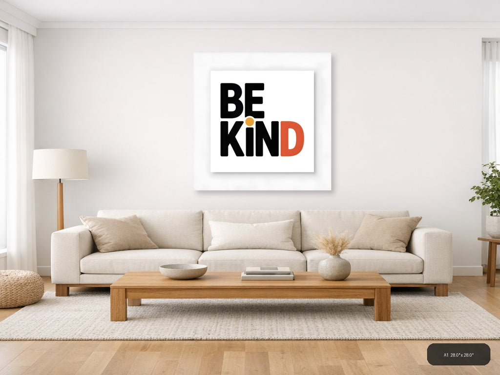 Be Kind Minimalist Typography Wall Art — A1 / Living Room