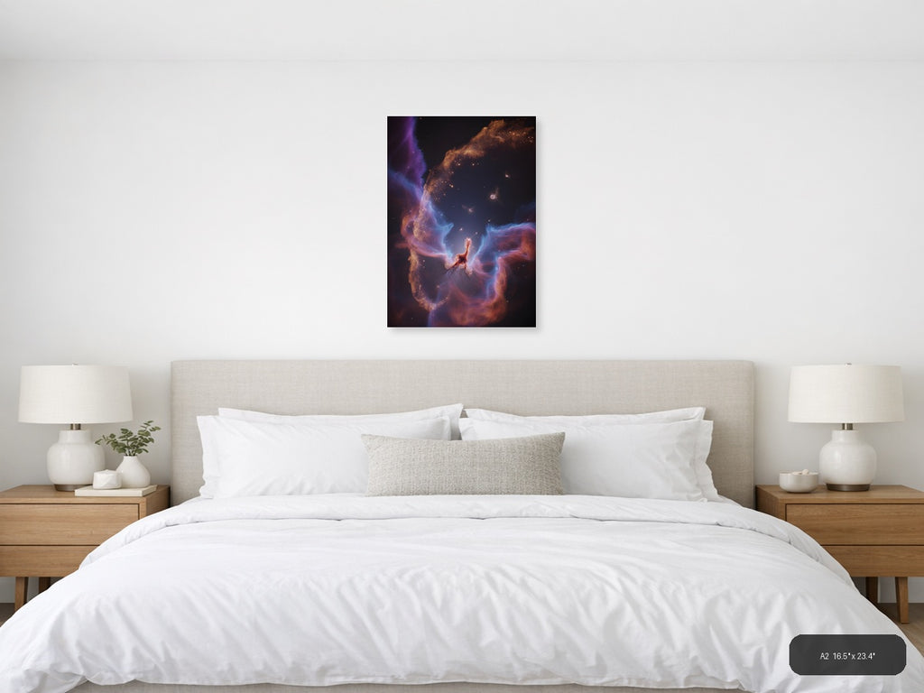 Cosmic Nebula with Golden Stars - Space Photography Wall Art — A2 / Bedroom