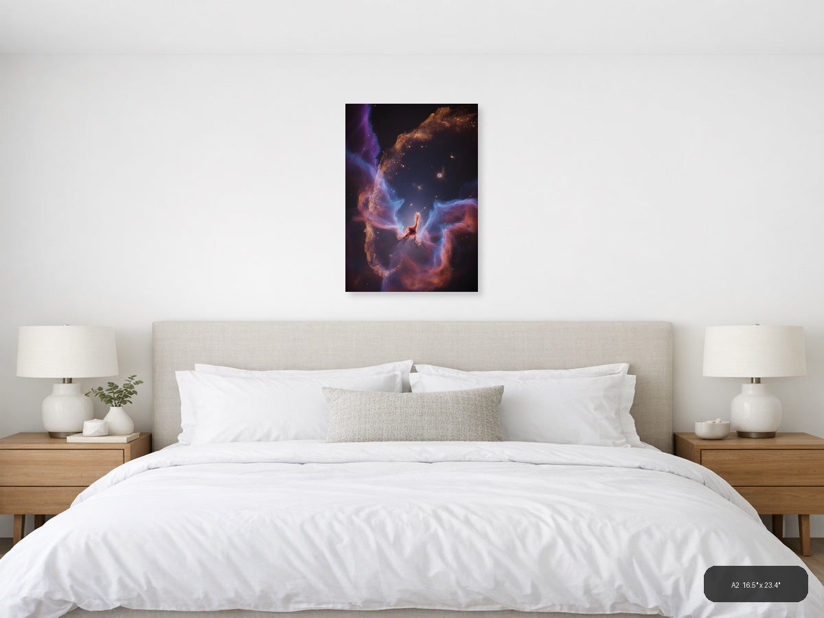 Cosmic Nebula with Golden Stars - Space Photography Wall Art — A2 / Bedroom