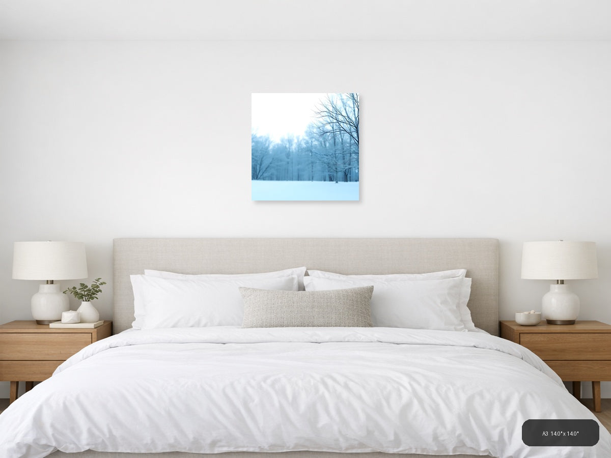 Minimalist Winter Forest Snow Landscape Wall Art — A3 / Bedroom