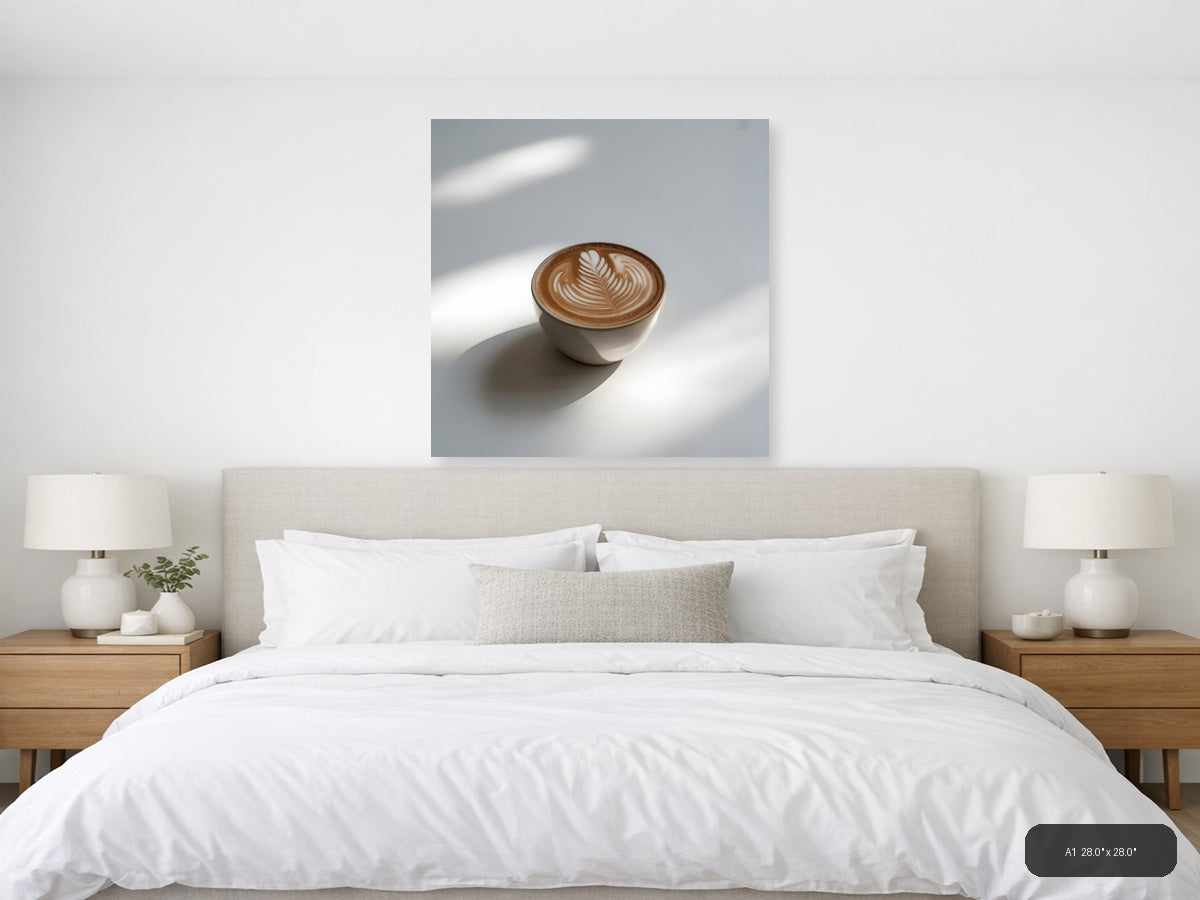 Minimalist Latte Art Coffee Cup Wall Art — A1 / Bedroom