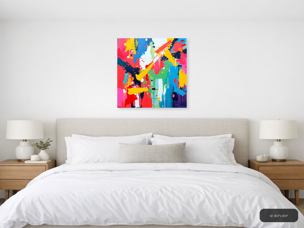 Vibrant Abstract Splash Pop Art Wall Art — A2 / Bedroom