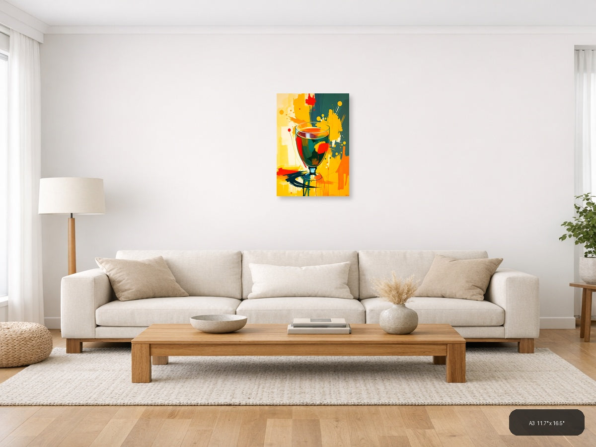 Abstract Colorful Wine Glass Splash Modern Wall Art — A3 / Living Room