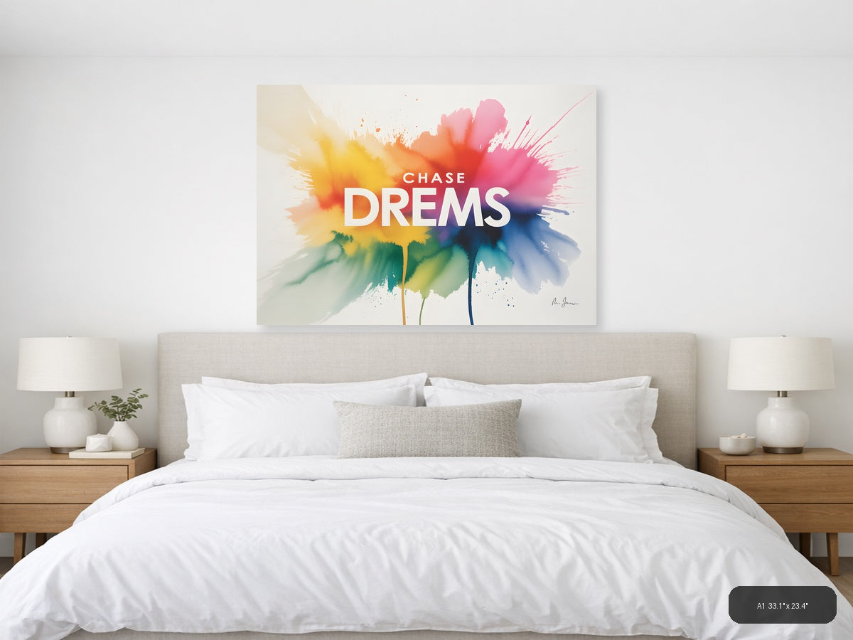 Chase Dreams Watercolor Flower Wall Art — A1 / Bedroom