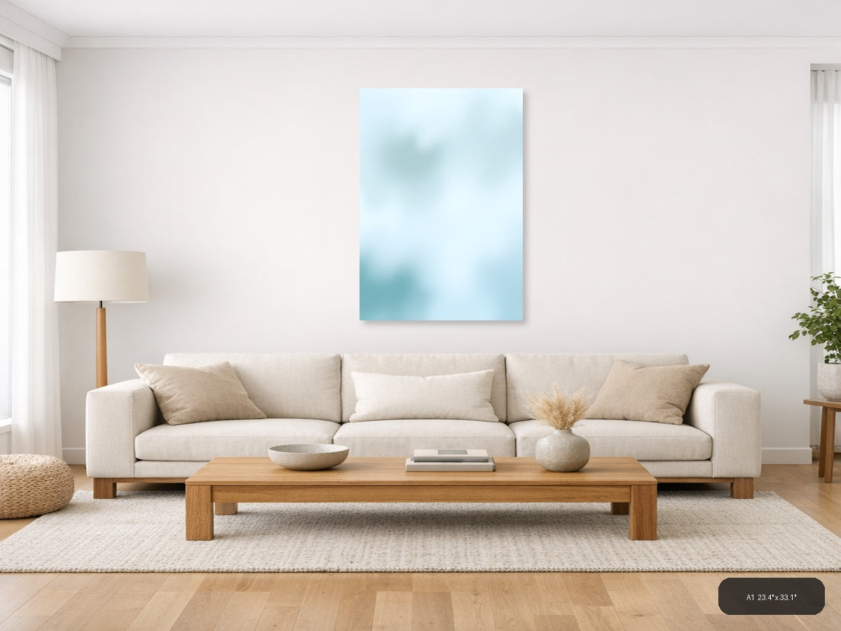 Serene Blue Watercolor Abstract Gradient Wall Art — A1 / Living Room