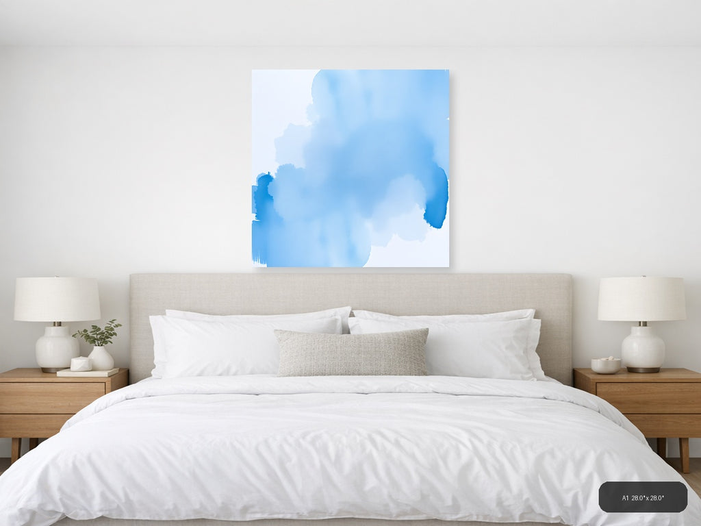 Abstract Blue Watercolor Cloud Formation Wall Art — A1 / Bedroom